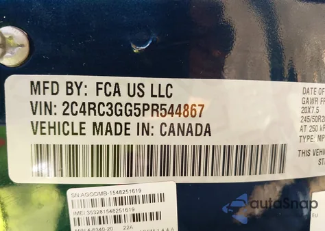 2023 Chrysler Pacifica Limited Awd z USA, uszkodzony, nr VIN 2C4RC3GG5PR544867